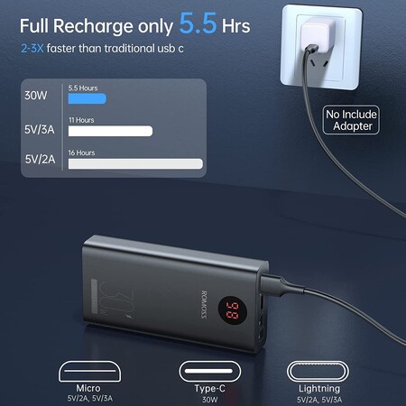 Універсальна мобільна батарея Romoss PEA30 30000mAh 30W Black (PEA30-292-2111H) Зображення