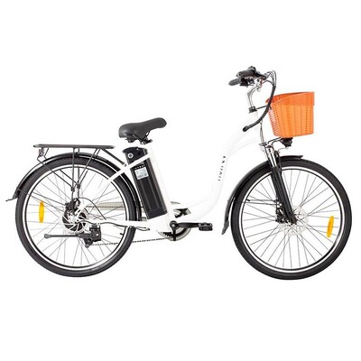 Електровелосипед міський DYU C6 (350 Вт; 12,5 А/год; 36 В), колеса 26", з ручкою газу, білий Изображение
