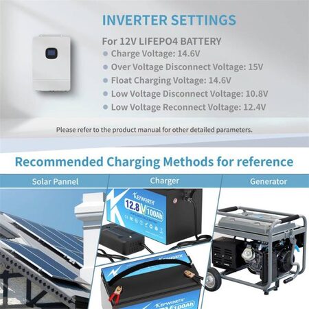 Акумулятор Kepworth LiFePO4 12V/100AH (1280W*h) (46,5х25,5х31 см, для будинку, котла, сонячних батарей) Изображение