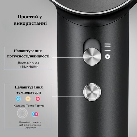Фен Laifen Swift з іонізацією, 1 насадка, чорний Изображение