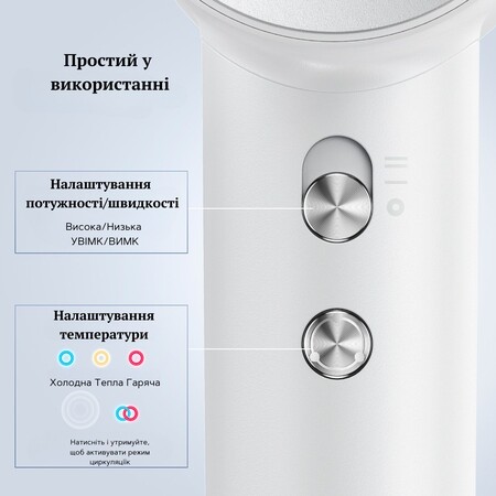 Фен Laifen Swift з іонізацією, 1 насадка, білий Изображение