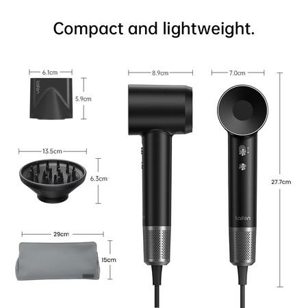 Фен для волосся Laifen Swift Premium з іонізацією, Platinum Black Изображение