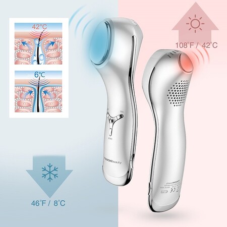 Антивіковий ультразвуковий масажер для очей 2 в 1 TOUCHBeauty TB-1589, тепло-холод терапія, СМАС ліфтинг, білий, гаджет для краси Изображение