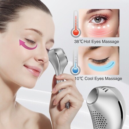 Антивіковий ультразвуковий масажер для очей 2 в 1 TOUCHBeauty TB-1589, тепло-холод терапія, СМАС ліфтинг, білий, гаджет для краси Изображение