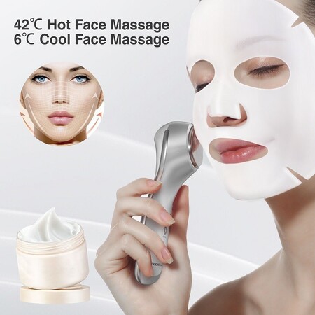 Антивіковий ультразвуковий масажер для очей 2 в 1 TOUCHBeauty TB-1589, тепло-холод терапія, СМАС ліфтинг, білий, гаджет для краси Изображение