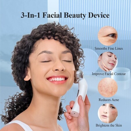 Мікрострумовий апарат для омолодження обличчя TOUCHBeauty TB-1767, 3 в 1, ефект ліфтинг, масажер з LED-терапією світлом, білий, гаджет для краси Изображение