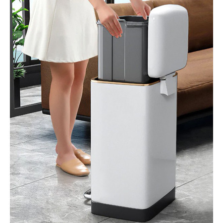 Відро для сміття Joybos Can-12L, з педаллю, 12 л, білий, товари для дому Изображение