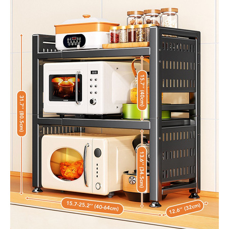 Полиця для мікрохвильової печі Joybos 3-Tier, 3-ярусна, металева, 83*40*32 см, чорна, товари для дому Изображение