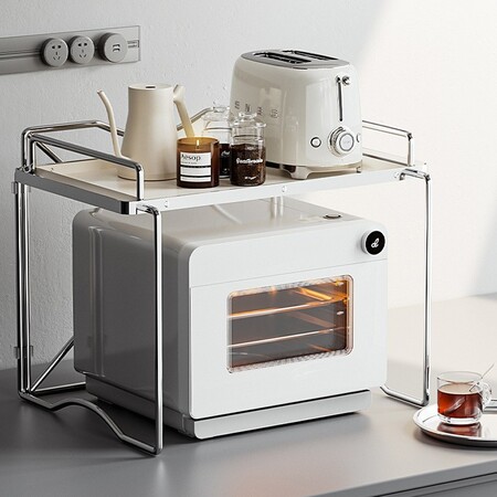 Полиця для мікрохвильової печі Maxxim 1-Tier,1-ярусний стелаж, 57*38*36 см, срібний, товари для дому Изображение