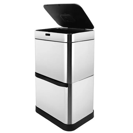 Сенсорне відро для сміття 60 л Aemaxx Sensor Trash Can-60, інтелектуальне відкривання, двухярусний, сатинова нержавіюча сталь, товари для дому Изображение