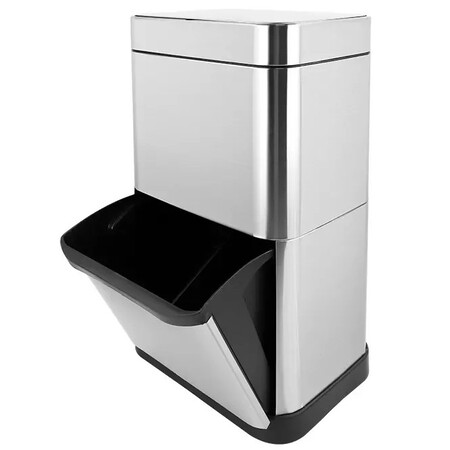Сенсорне відро для сміття 60 л Aemaxx Sensor Trash Can-60, інтелектуальне відкривання, двухярусний, сатинова нержавіюча сталь, товари для дому Изображение