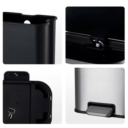 Відро для сміття Aemaxx Trash Can-30, з педаллю, з плавним закриттям, 30 л, сатинова нержавіюча сталь, товари для дому Изображение