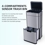 Сенсорне відро для сортування сміття 50 л (12л+12л+13л+13л) Yiwei Sensor Sortable Trash Bin-50, нержавіюча сталь, срібний, товари для дому Изображение