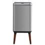 Сенсорне відро для сміття 16 л Yiwei Sensor Trash Bin with Legs-16 з деревяними ніжками, фіксація пакету, нержавіюча сталь, срібний, товари для дому Изображение