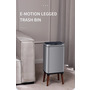 Сенсорне відро для сміття 16 л Yiwei Sensor Trash Bin with Legs-16 з деревяними ніжками, фіксація пакету, нержавіюча сталь, срібний, товари для дому Изображение