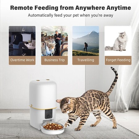 Автоматична годівниця Tikpaws PF05 з Wi-Fi та HD камерою нічного бачення на 4 л, голосовим записом та управлінням через додаток для тварин Изображение