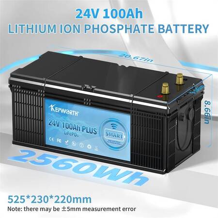 Акумулятор Kepworth LiFePO4 24V/100AH (2560W*h), Smart BMS,Bluetooth APP (літій-залізо-фосфатний акумулятор для ДБЖ (UPS)) Изображение