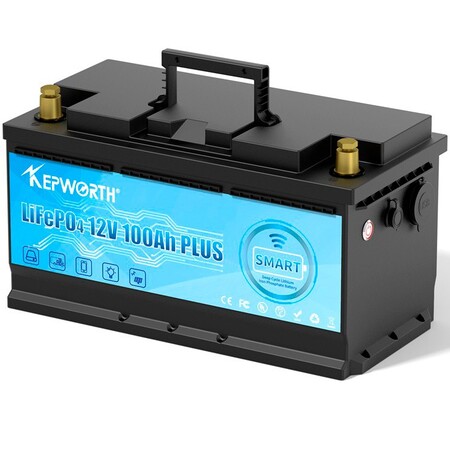 Акумулятор Kepworth LiFePO4 12V/100AH (1280W*h), Smart BMS, Bluetooth APP (літій-залізо-фосфатний акумулятор для ДБЖ (UPS)) Зображення