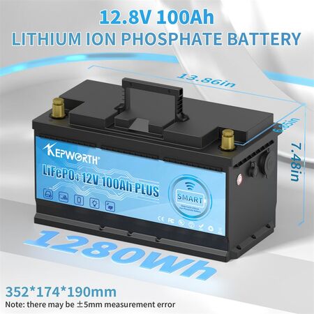 Акумулятор Kepworth LiFePO4 12V/100AH (1280W*h), Smart BMS, Bluetooth APP (літій-залізо-фосфатний акумулятор для ДБЖ (UPS)) Изображение