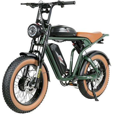 Електровелосипед SAMEBIKE Pilot M20 SR Dual Batteries (1000 Вт + 1000 Вт; 16 А*год + 16 А*год; 48 В), колеса 20", з ручкою газу, зелений Изображение