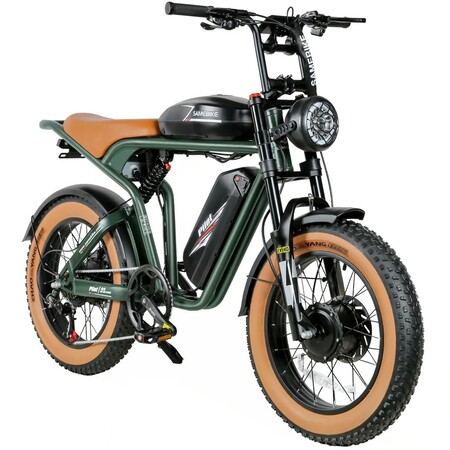 Електровелосипед SAMEBIKE Pilot M20 SR Dual Batteries (1000 Вт + 1000 Вт; 16 А*год + 16 А*год; 48 В), колеса 20", з ручкою газу, зелений Изображение