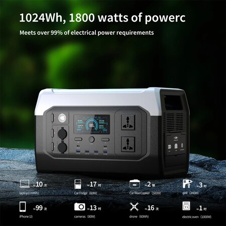 Зарядна станція XPower 1000, 1800 Вт, 1024 Вт*год (електростанція для дому, UPS, ДБЖ) EU Изображение
