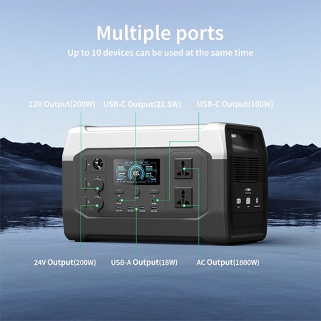 Зарядна станція XPower 1000, 1800 Вт, 1024 Вт*год (електростанція для дому, UPS, ДБЖ) EU Изображение