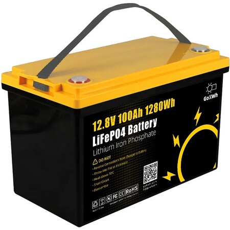 Акумулятор GoKwt LiFePO4 12V/100AH (1280W*h), Smart BMS, Bluetooth APP (літій-залізо-фосфатний акумулятор для ДБЖ (UPS)) Зображення
