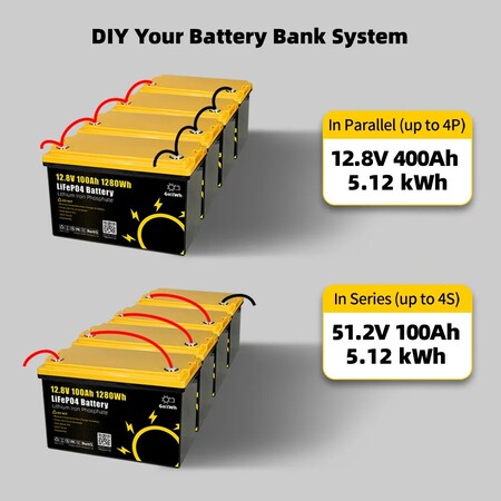 Акумулятор GoKwt LiFePO4 12V/100AH (1280W*h), Smart BMS, Bluetooth APP (літій-залізо-фосфатний акумулятор для ДБЖ (UPS)) Изображение
