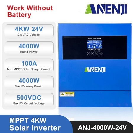 Гібридний інвертор Anenji ANJ-4000-24V, 24 В, 4000 Вт (Wi-Fi, безперебійник, UPS, ДБЖ) Изображение