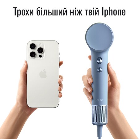 Фен Laifen MINI, 1 насадки, тревел сумка, блакитний льодовиковий Изображение