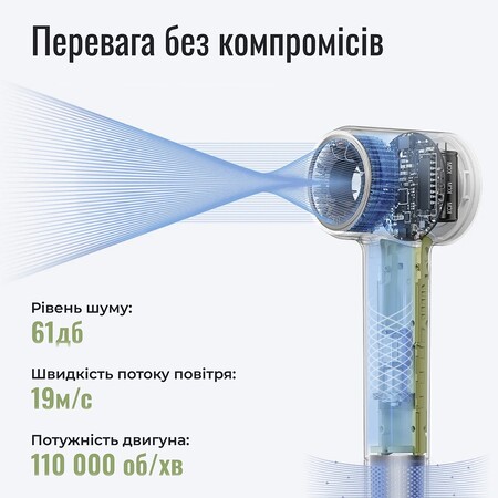 Фен Laifen MINI, 1 насадки, тревел сумка, блакитний льодовиковий Изображение