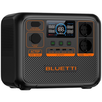 Зарядна станція Bluetti AC70P, 1000 Вт, 864 Вт*год (електростанція для дому, ДБЖ, UPS) Изображение