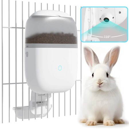 Автоматична годівниця Petwant Smart Pet Feeder для кроликів: 1,8 л, з додатком, таймером, HD-камерою та резервним живленням до 90 днів, для тварин Зображення