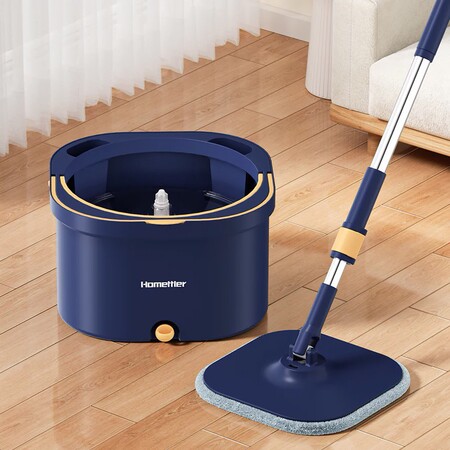 Набір швабра та відро з віджимом Homettler CW002-blue, 2 мопи в комплекті, синій, товари для дому Зображення
