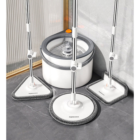Набір швабра та відро з віджимом Joybos Spin Mop S01, 3 насадки, по 2 мопи в комплекті, товари для дому Изображение