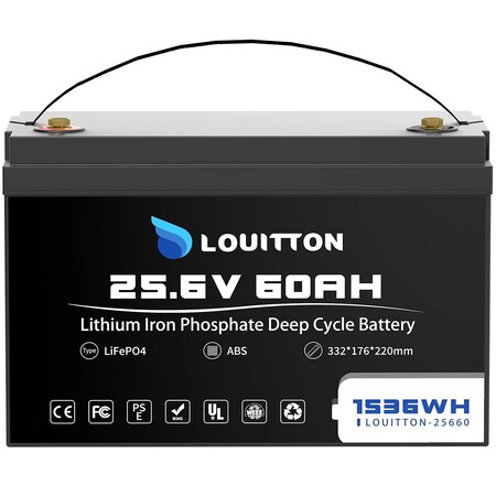 Акумулятор Louitton LiFePO4 25,6V/60AH (1536 W*h) (літій-залізо-фосфатний акумулятор для ДБЖ (UPS)) Зображення