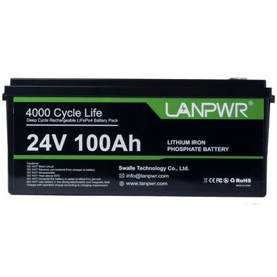 Акумулятор LanPWR LiFePO4 24V/100AH, 100A (2560W*h) (літій-залізо-фосфатний акумулятор для ДБЖ (UPS)) Зображення
