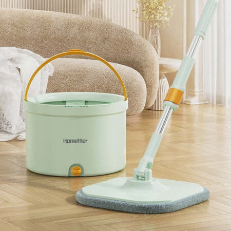 Набір швабра та відро з віджимом Homettler CW005, 2 мопа в комплекті, м'ятний, товари для дому Зображення