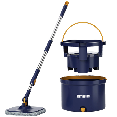 Набір швабра та відро з віджимом Homettler CW003-blue, 2 мопа в комплекті, синій, товари для дому Зображення