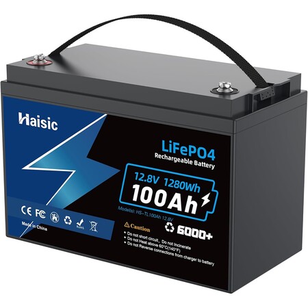 Акумулятор Haisic LiFePO4 12V/100AH, 1280W*h, 100А (літій-залізо-фосфатний акумулятор для ДБЖ (UPS)) Зображення
