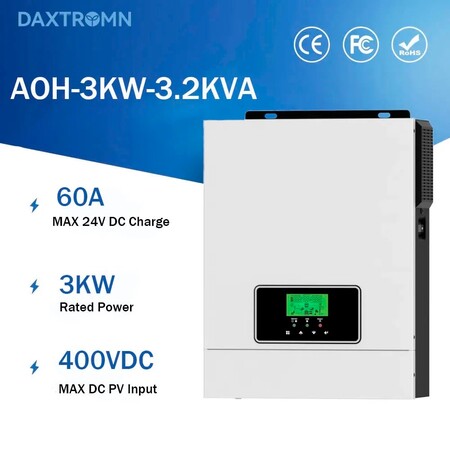 Гібридний інвертор Daxtromn AOH-3.2KVA, 24 В, 60 А, 3000 Вт (безперебійник, UPS, ДБЖ) Изображение