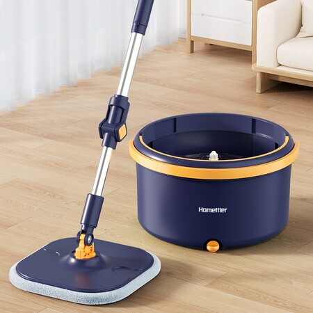 Набір швабра та відро з віджимом Homettler CW001-blue, 2 мопи в комплекті, синій, товари для дому Зображення