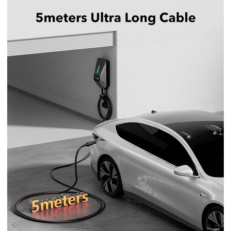 Зарядна станція для електромобіля Wolfbox EU-AC07, 7kW, 32A, Type 2, 5м (AC EV Charger, LED-дисплей, WiFi/Bluetooth, настінна) Зображення