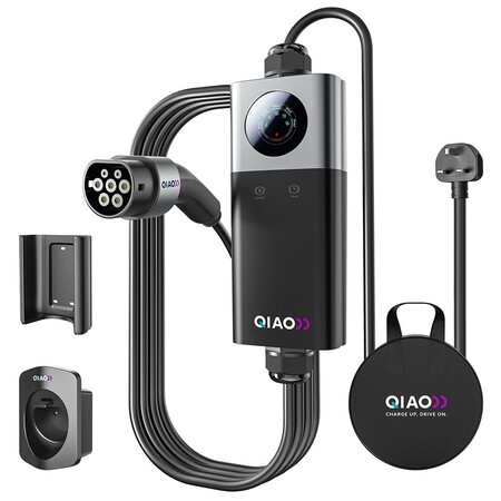 Зарядна станція для електромобіля QIAO Q20, 7,4kW, 32A, GB/T, 5,5 м (AC EV Charger, LED-дисплей, WiFi/Bluetooth, настіна) Зображення