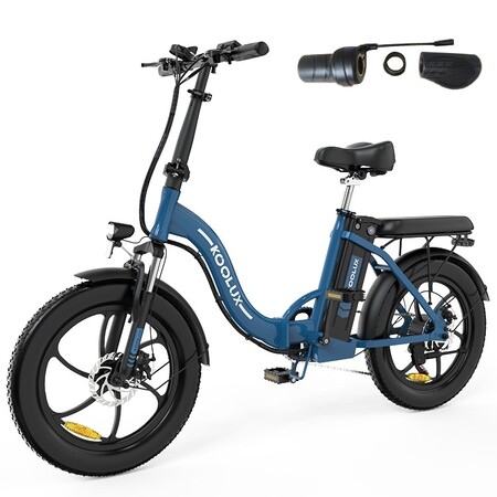 Електровелосипед Koolux BK6S (350 Вт, 15 А/год, 36 В, 25 км/год), колеса 20", синій Зображення