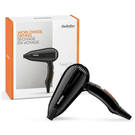 Фен дорожний для волос BaByliss 2000Вт 2 режими роботи, концентратор, складна ручка Чорний (5344E) Зображення