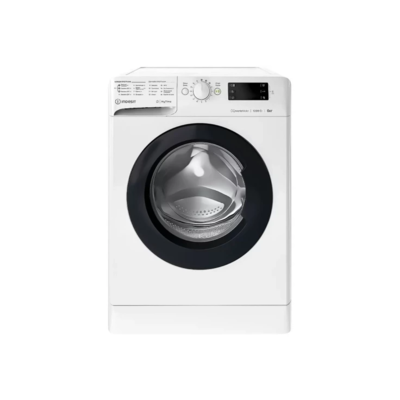 Пральна машина Indesit фронтальна, 6кг, 1200, A+++, 43см, дисплей, інвертор, чорний люк, білий (OMTWSE61293WKUA) Зображення