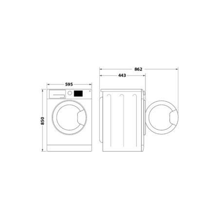 Пральна машина Indesit фронтальна, 6кг, 1200, A+++, 43см, дисплей, інвертор, чорний люк, білий (OMTWSE61293WKUA) Зображення