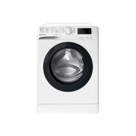 Пральна машина Indesit фронтальна, 6кг, 1200, A+++, 43см, дисплей, інвертор, чорний люк, білий (OMTWSE61293WKUA) Зображення